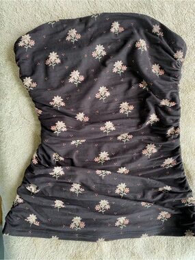 Free People Ditsy Floral Strapless Ruched Top - EUC XS